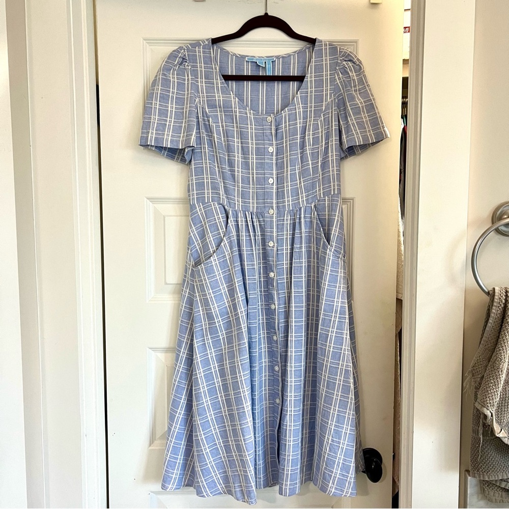 Drape James Blue Plaid Dress